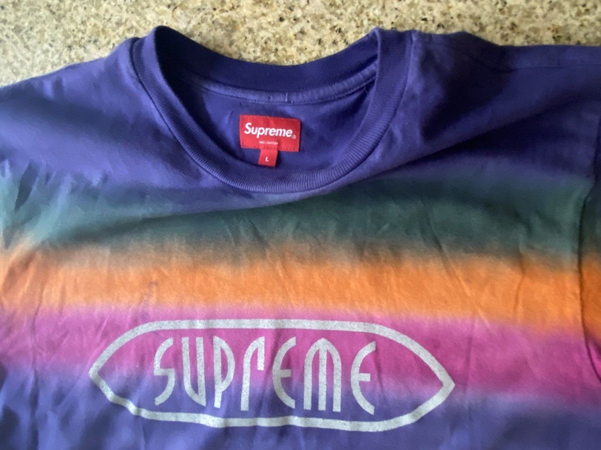 Supreme Supreme NY Rainbow Stripe Tie Dye Tee Shirt Orange SS19 Size US L / EU 52-54 / 3 - 3 Preview