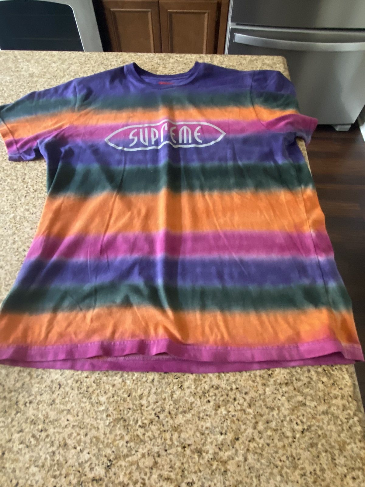 Supreme Supreme NY Rainbow Stripe Tie Dye Tee Shirt Orange SS19 Size US L / EU 52-54 / 3 - 2 Preview