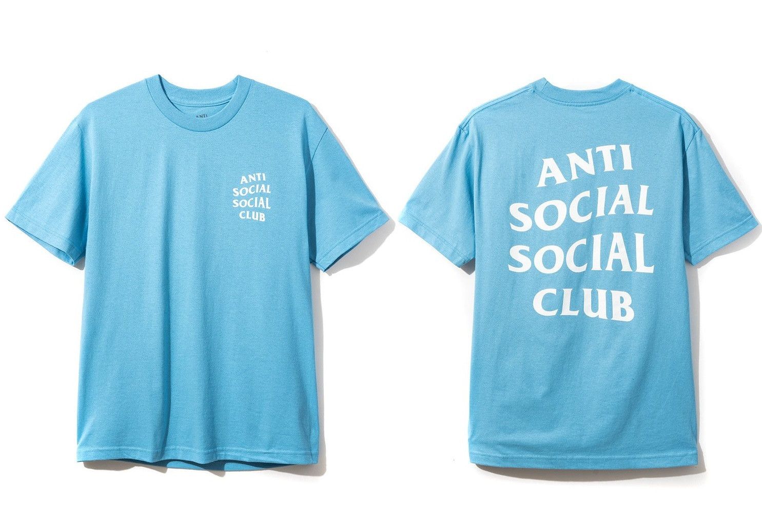 Anti Social Social Club DS White Logo Sky is Falling Light Blue Tee in hand Supreme Grailed