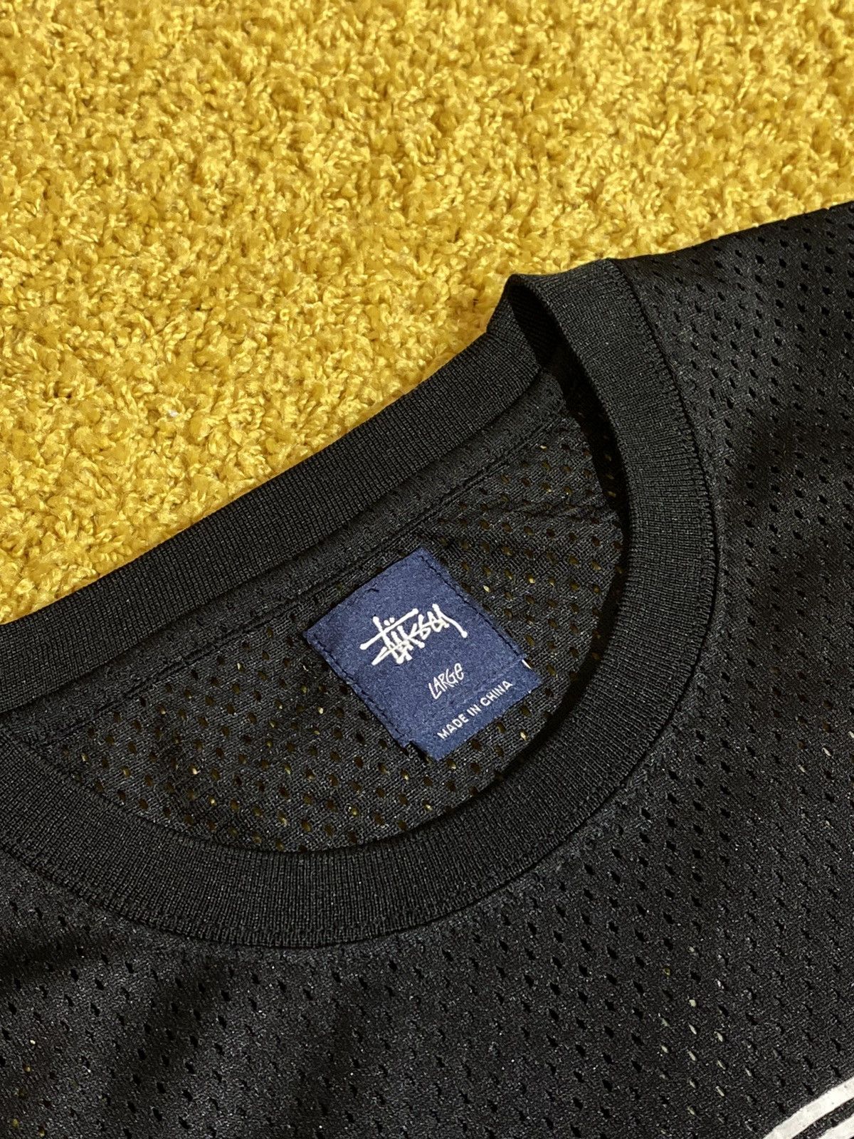 Vintage Rare Stussy black mesh logo spellout tshirt Size US L / EU 52-54 / 3 - 3 Thumbnail