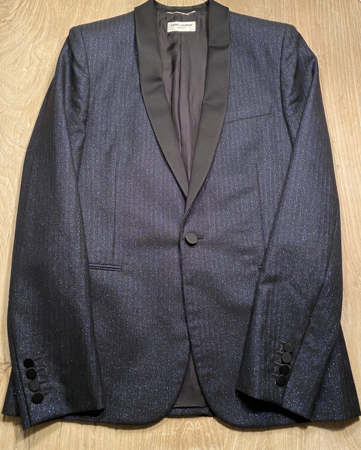 Hedi Slimane × Saint Laurent Paris ”Le Smoking” blue blazer Size 48R - 2 Thumbnail