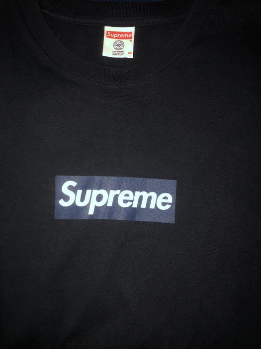 Supreme Supreme x New York Yankees Navy Box Logo Tee | Grailed