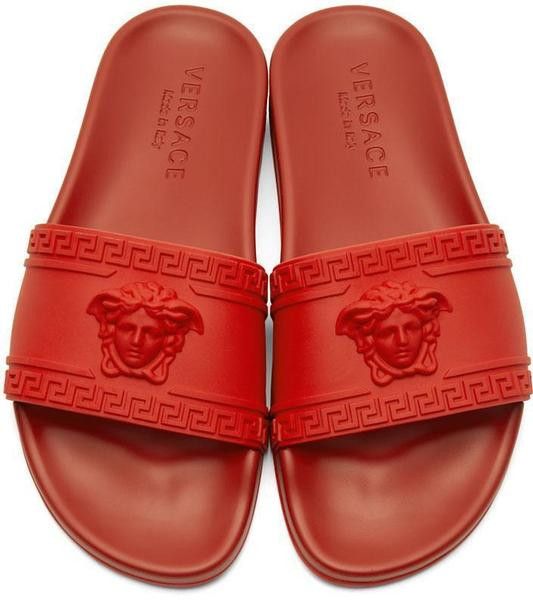 Versace Versace Medusa Pool Slides Red Authentic New Grailed