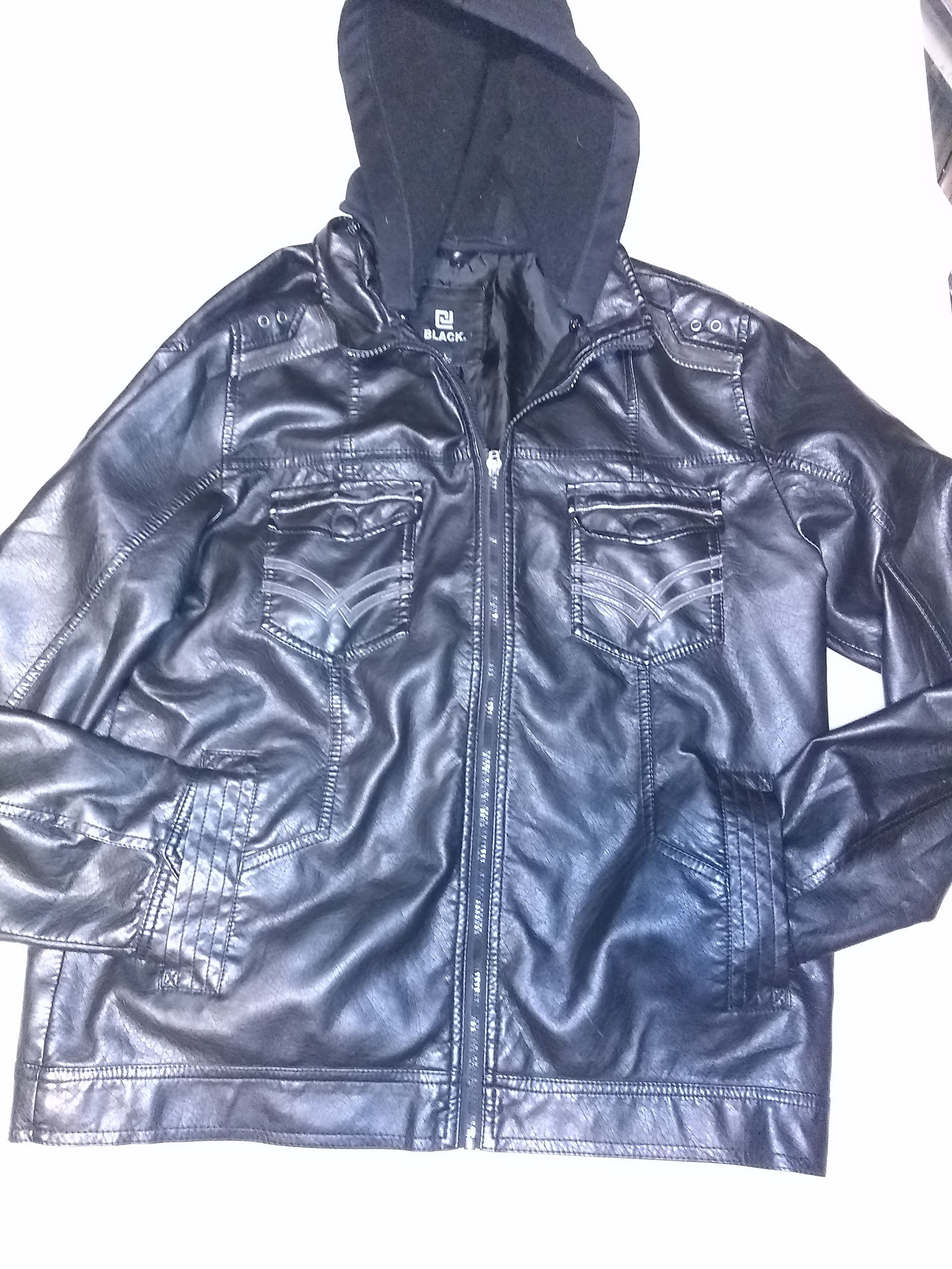 Black Black Men's Leather Motorcycle jacket L Size US L / EU 52-54 / 3 - 1 Preview