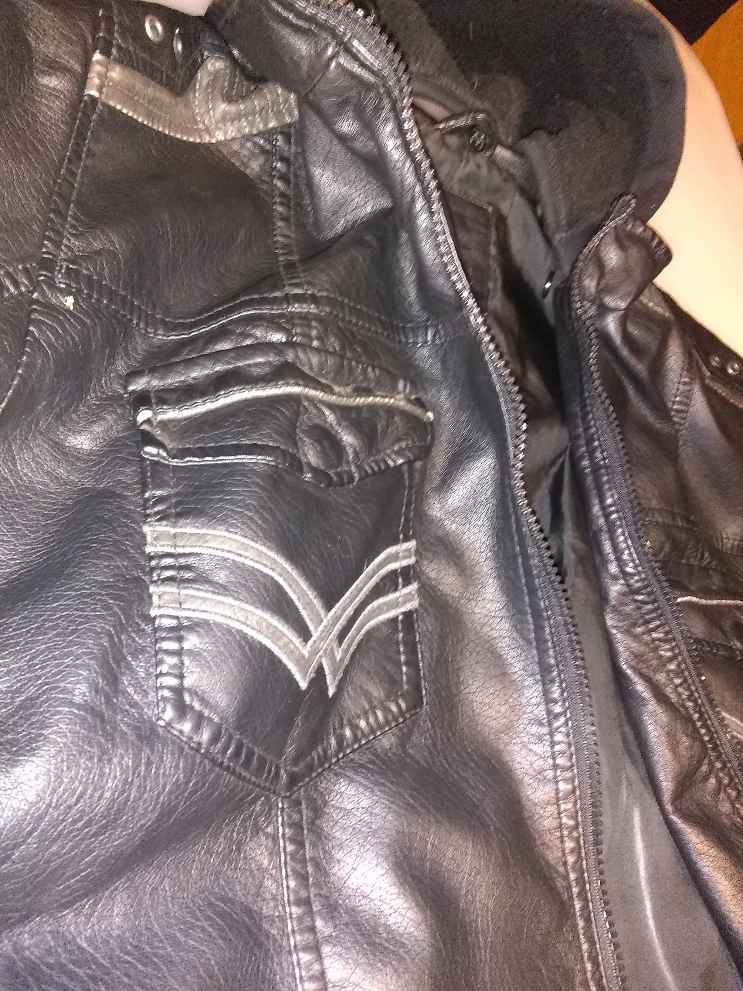 Black Black Men's Leather Motorcycle jacket L Size US L / EU 52-54 / 3 - 5 Preview