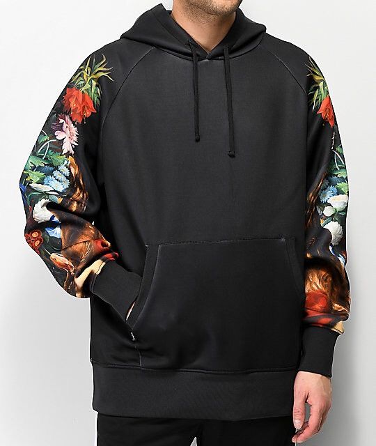 Rip N Dip RIPNDIP Bouquet Black Neoprene Hoodie | Grailed