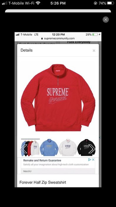 Supreme forever half discount zip