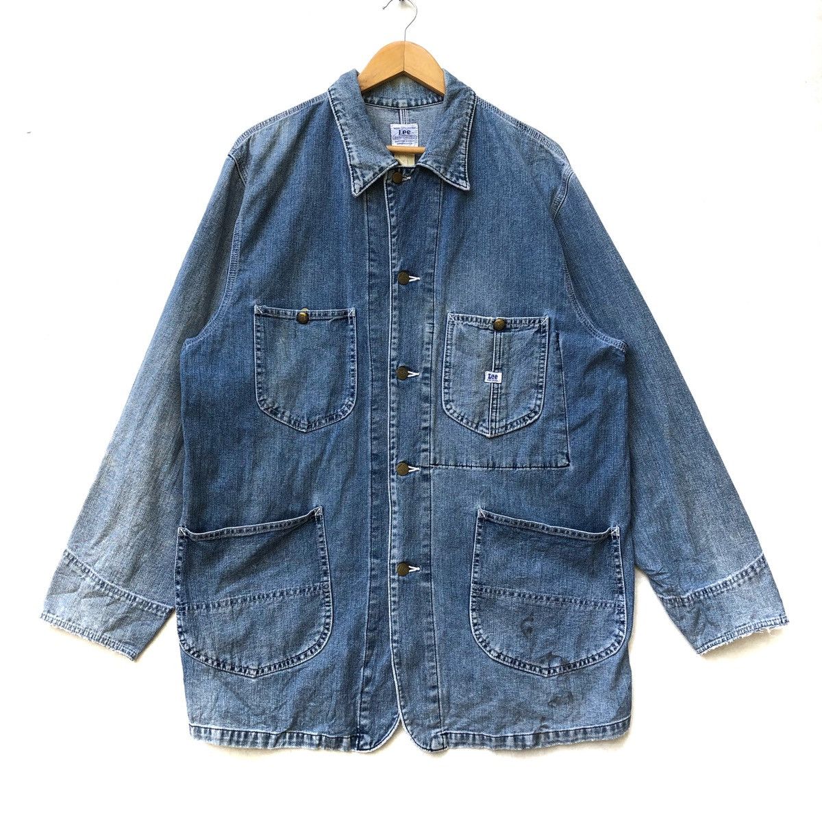 Lee × Vintage Vintage 90s LEE Sanforize Workers Workwear Denim Jacket Size US L / EU 52-54 / 3 - 1 Thumbnail
