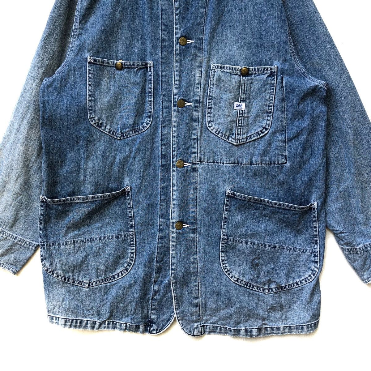 Lee × Vintage Vintage 90s LEE Sanforize Workers Workwear Denim Jacket Size US L / EU 52-54 / 3 - 5 Thumbnail