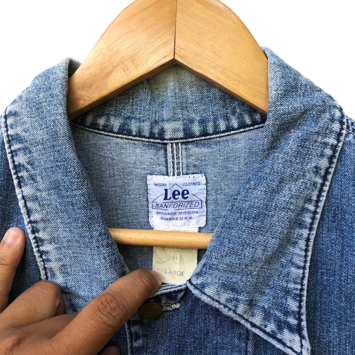 Lee × Vintage Vintage 90s LEE Sanforize Workers Workwear Denim Jacket Size US L / EU 52-54 / 3 - 2 Thumbnail