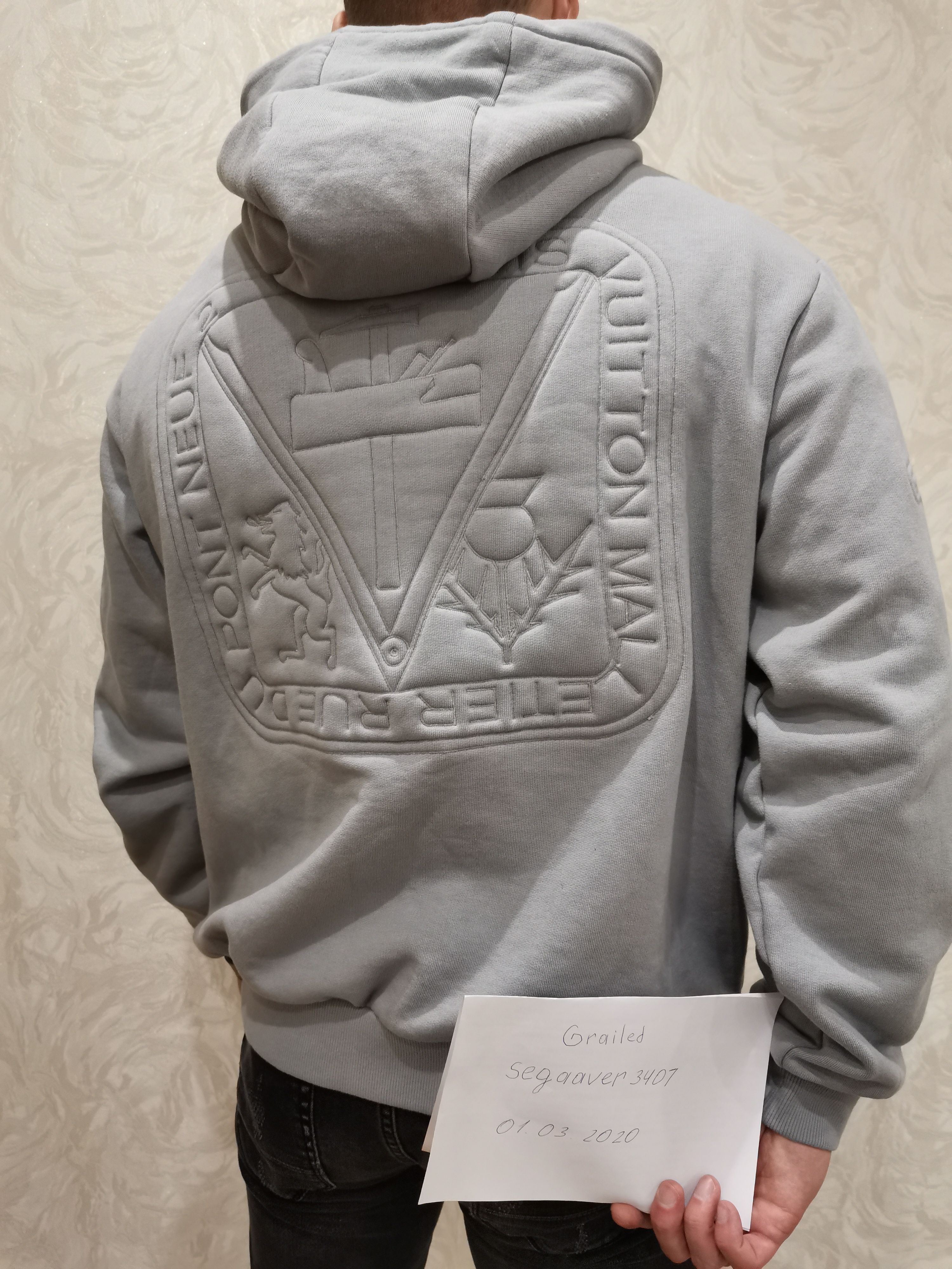 Louis Vuitton 2020 3D Padded Embroidered Hoodie - Grey Sweatshirts