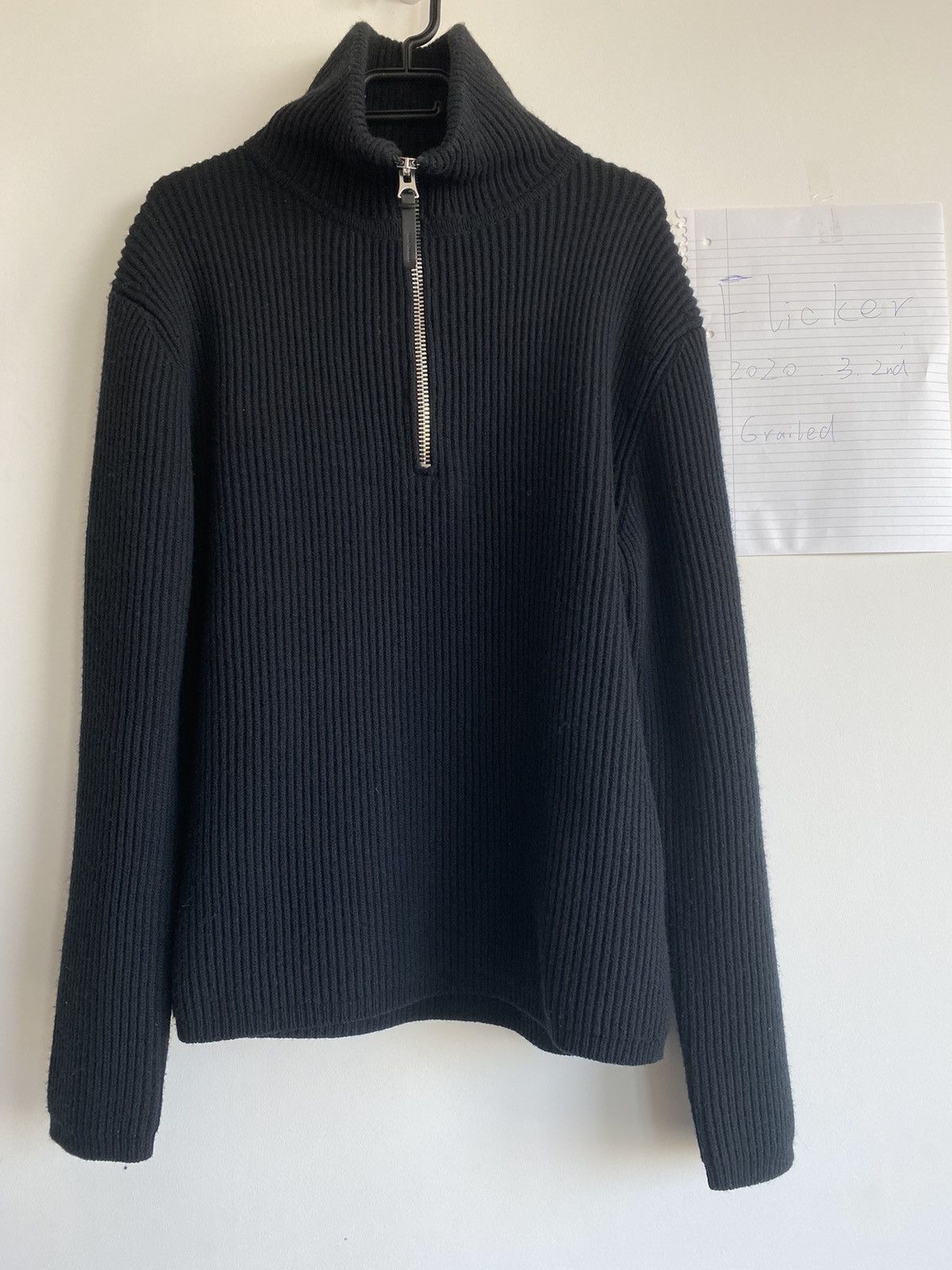 image of Acne Studios Black Zip-Up Sweater, Men's (Size Medium)