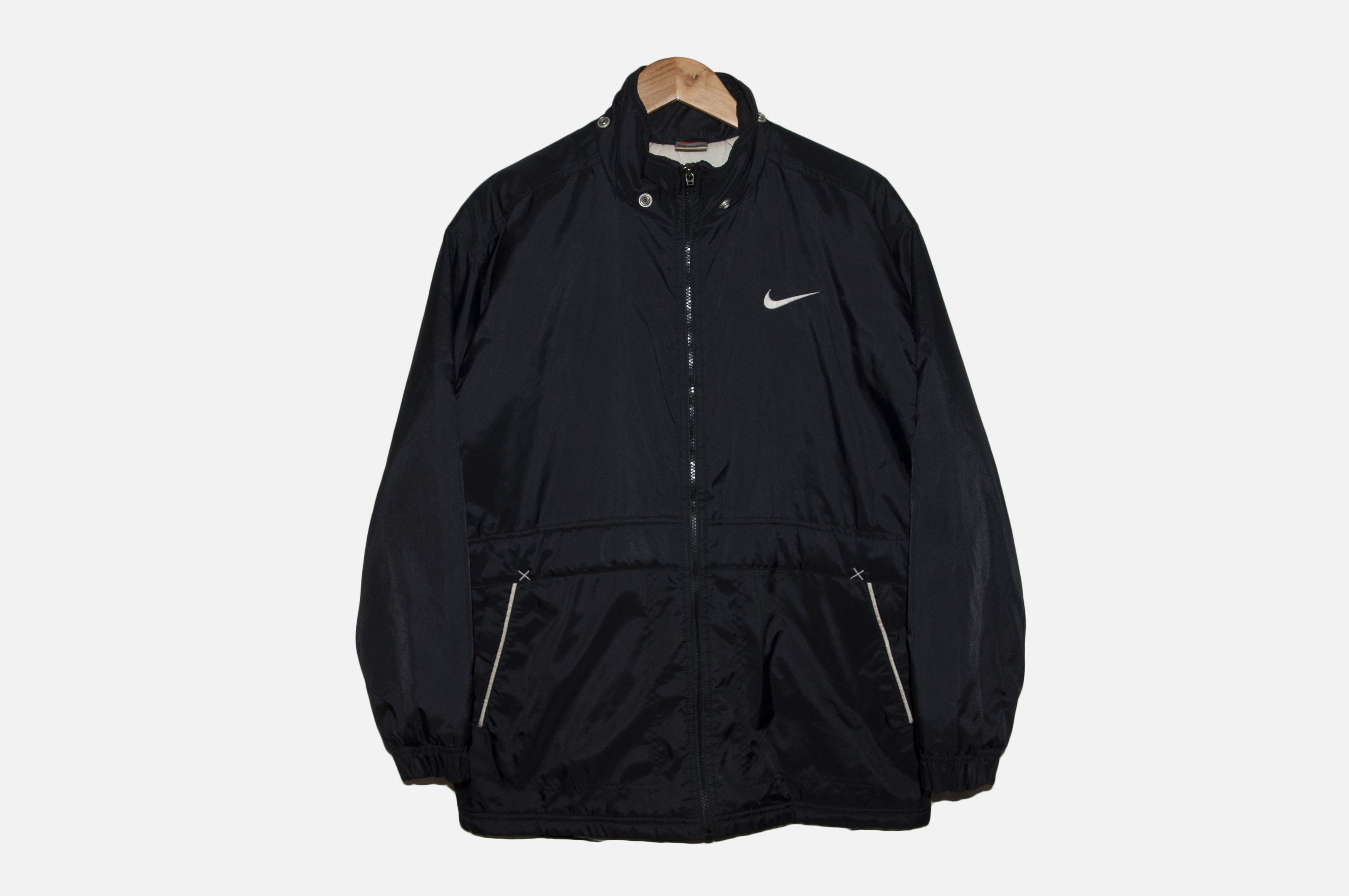 Nike × Vintage vintage Nike mens Nylon Track Jacket Black White Retro 90s Size US S / EU 44-46 / 1 - 5 Thumbnail