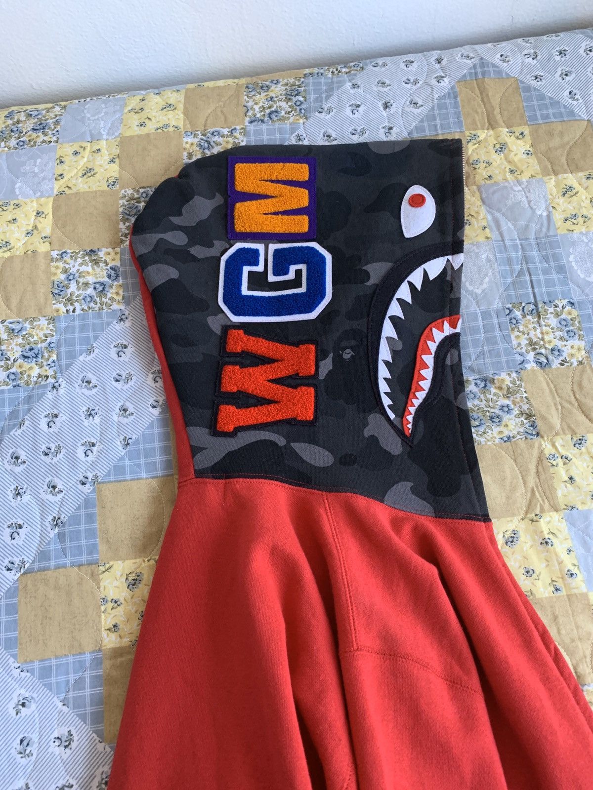 Bape Shark Full Zip Hoodie Two Tone Red/ Black/ Grey Camo