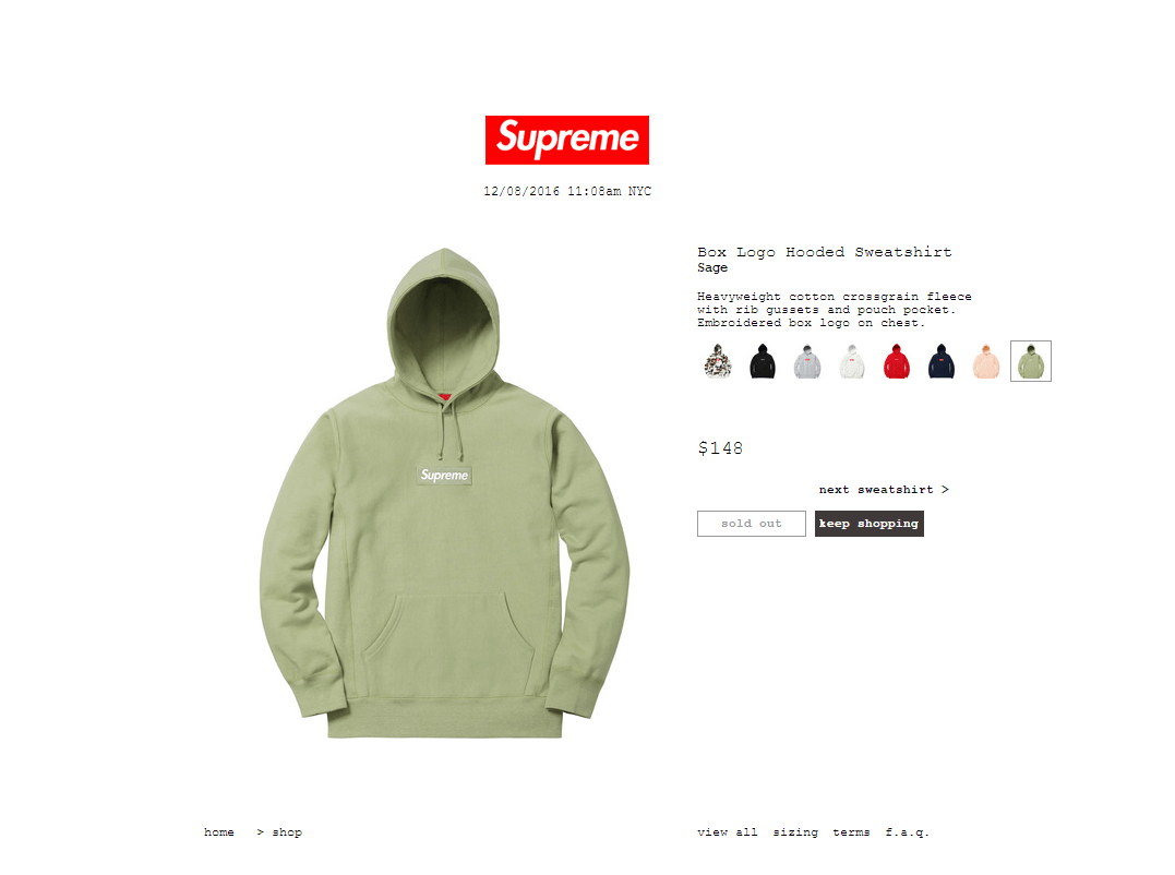 Supreme Box Logo Hooded Sweatshirt Sage