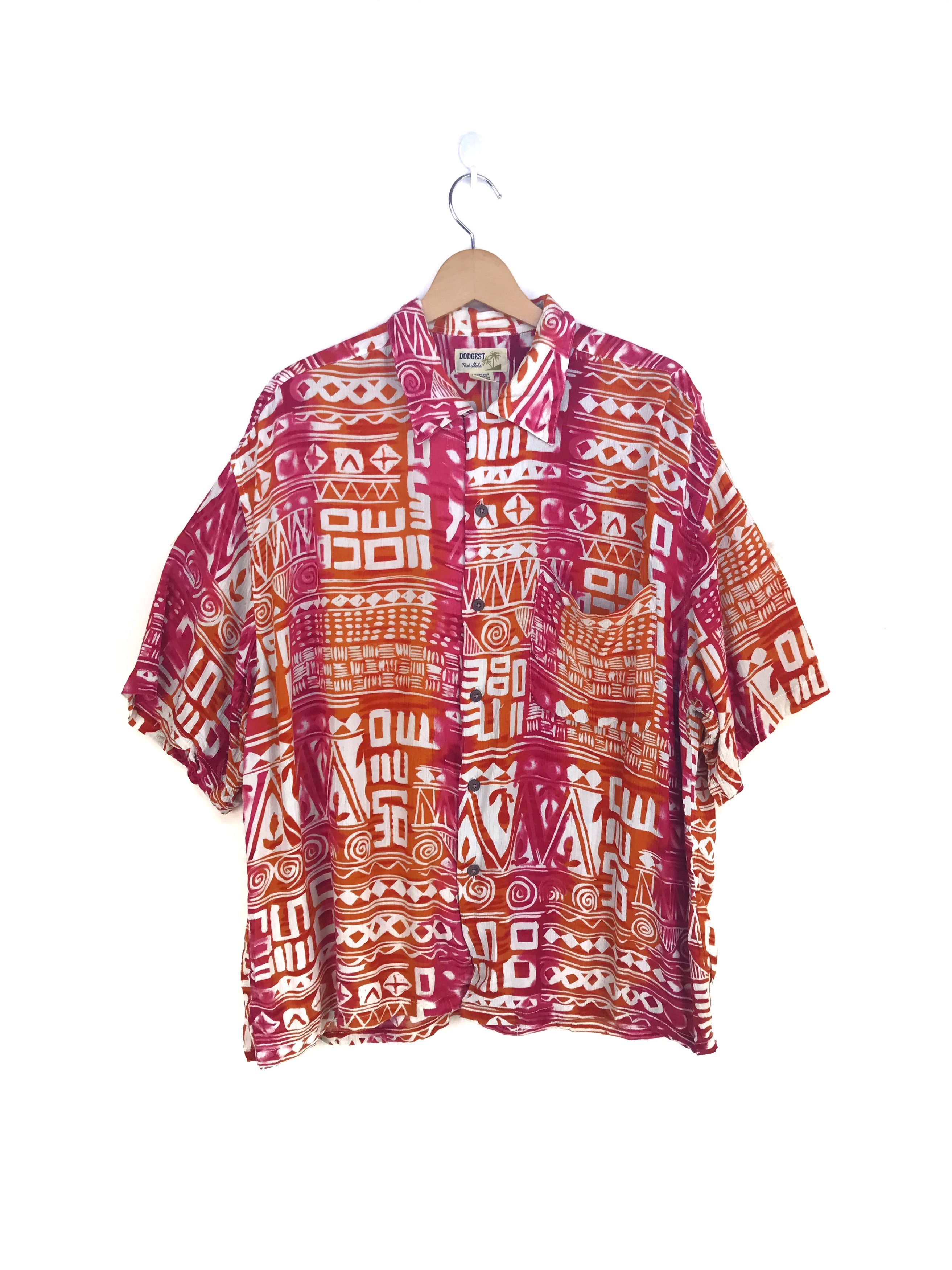 Vintage Dodgest Geometry Tie Dye Baggy Hawaiian Shirt