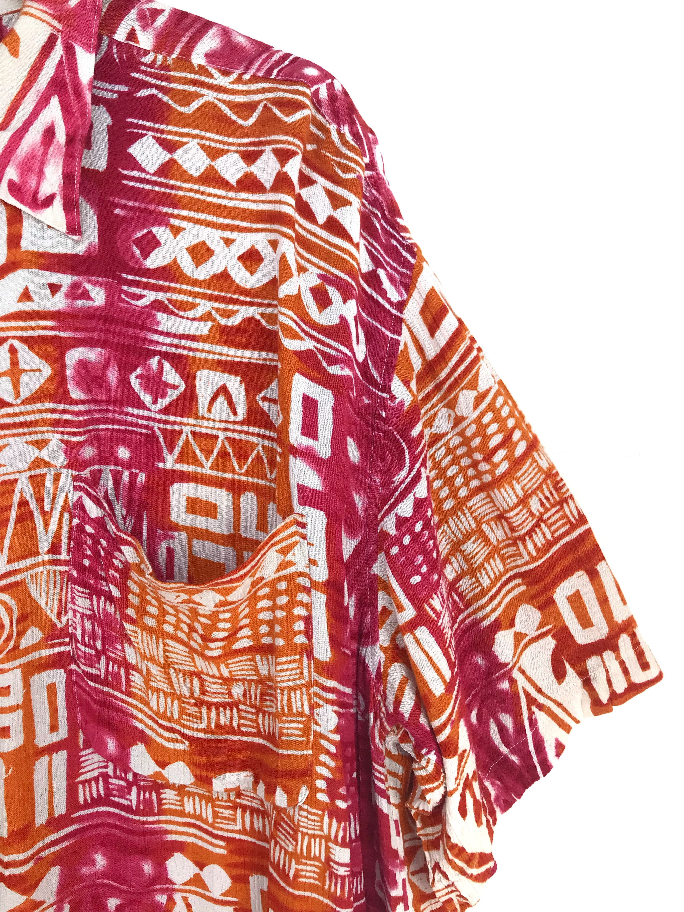 Vintage Vintage Dodgest Geometry Tie Dye Baggy Hawaiian Shirt Size US L / EU 52-54 / 3 - 3 Thumbnail