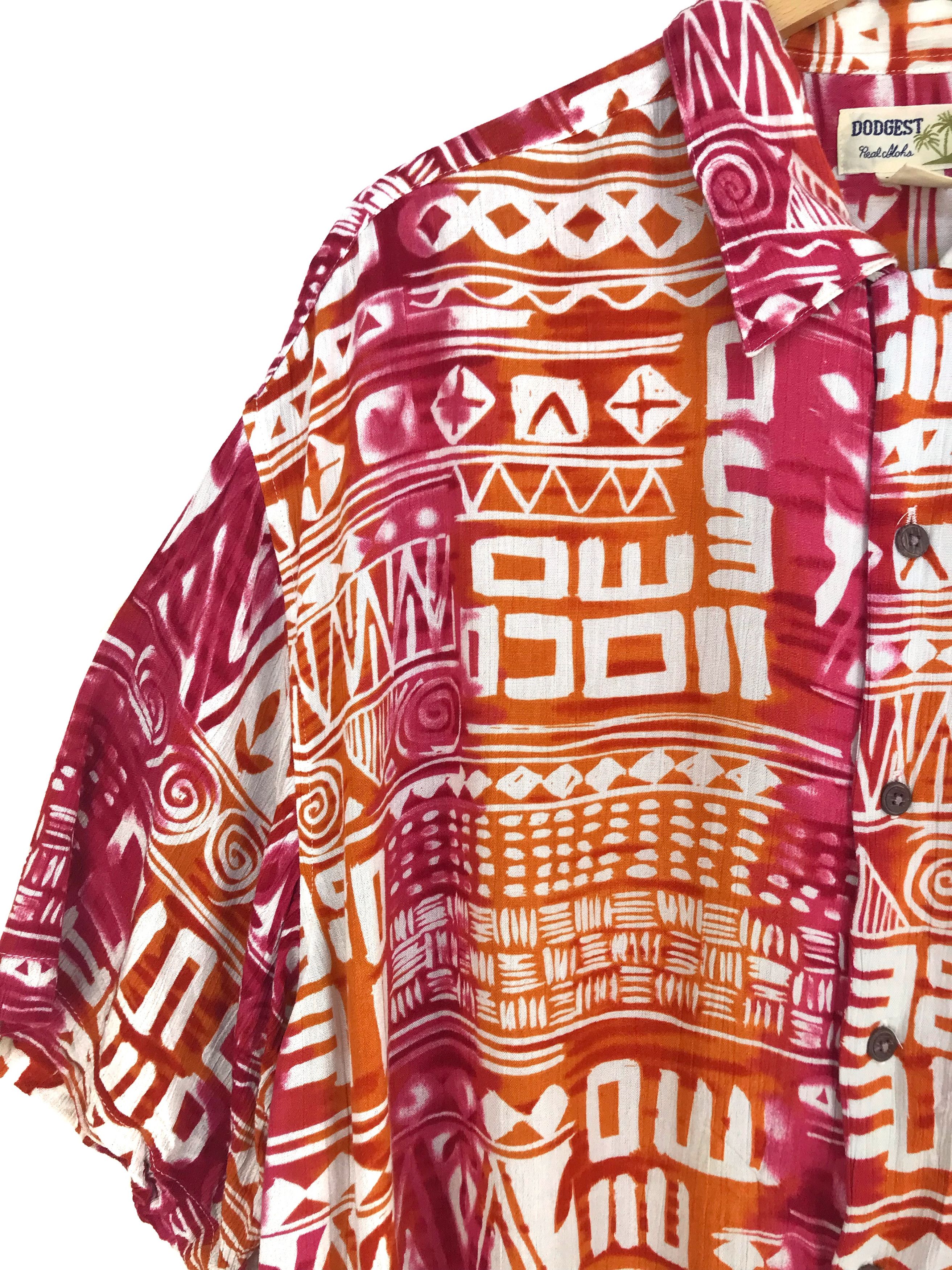 Vintage Vintage Dodgest Geometry Tie Dye Baggy Hawaiian Shirt Size US L / EU 52-54 / 3 - 2 Thumbnail