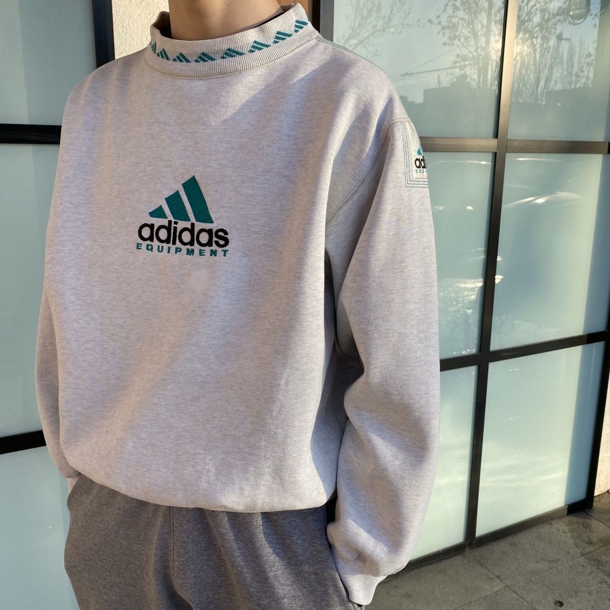 Vintage Adidas Equipment Sweatshirt Large Grey Crew Neck