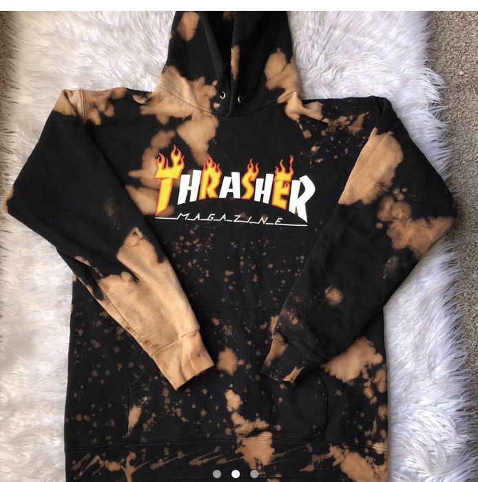 Thrasher Custom Bleached Thrasher Hoodie Grailed