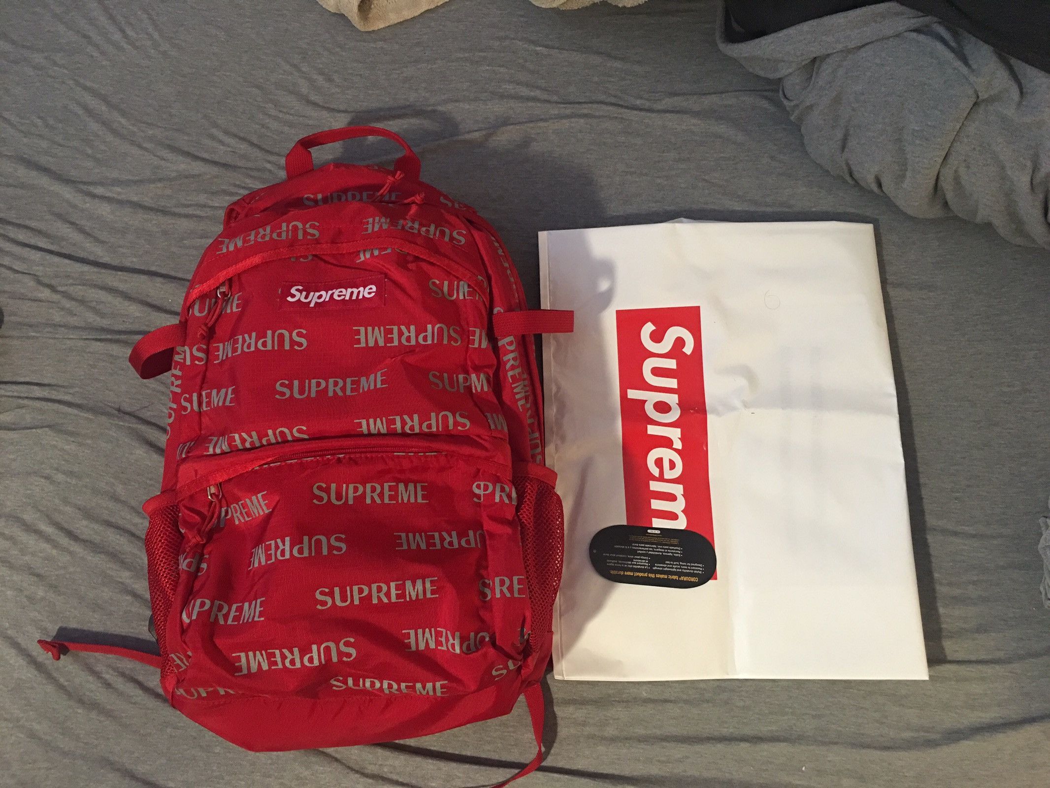 Supreme 3M Reflective Repeat Backpack Red