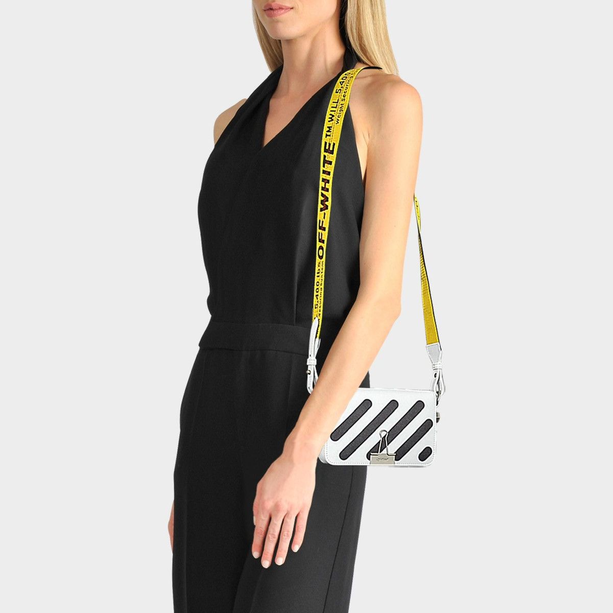 OFF-WHITE / Diag Mini Flap Bag ショルダーバッグ OFF-WHITE Diag Flap Bag SS21 Black/White in Leather with