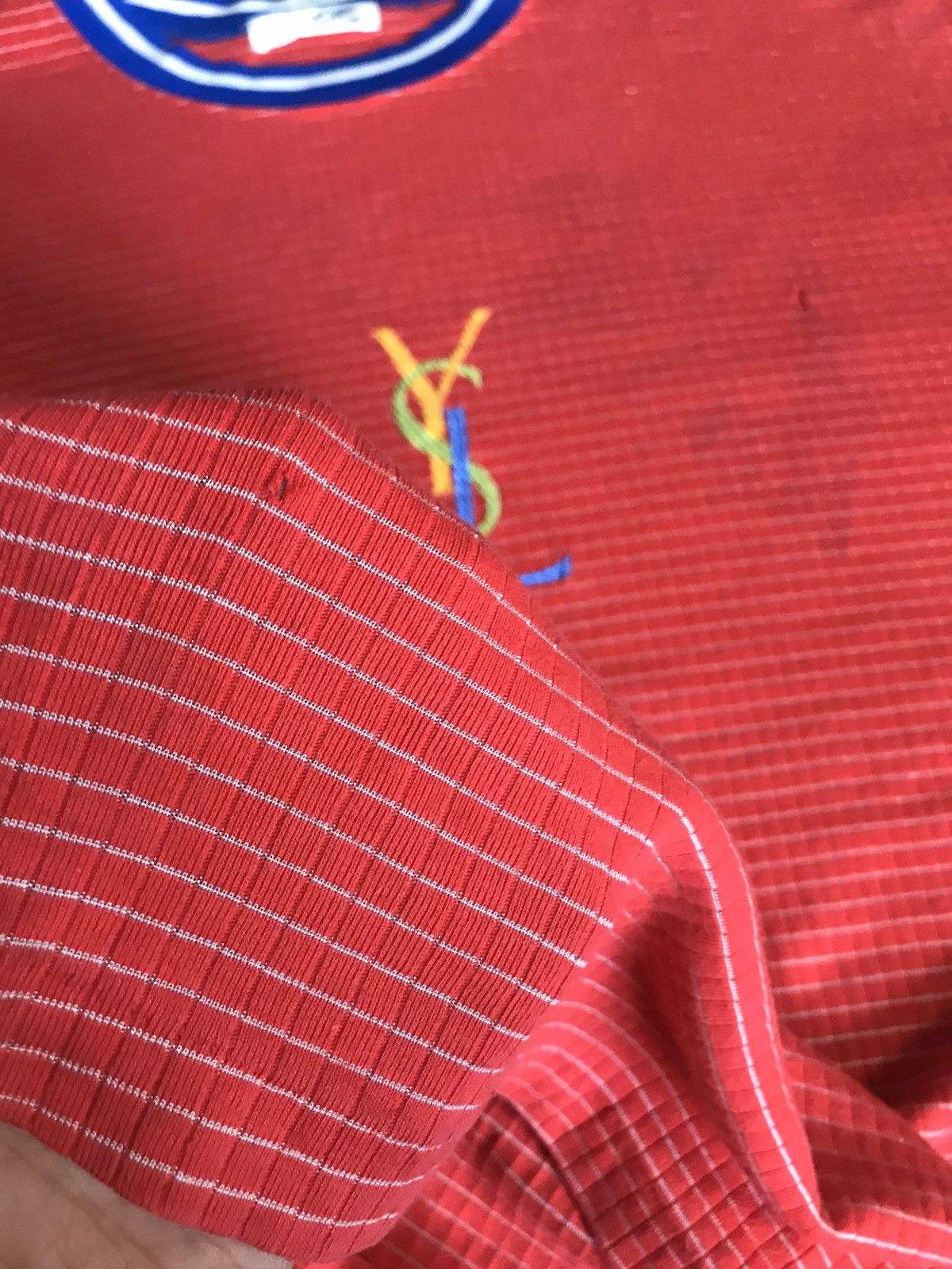 Vintage × Yves Saint Laurent Vintage Yves Saint Laurent Rainbow Logo Tshirt Size US L / EU 52-54 / 3 - 5 Thumbnail