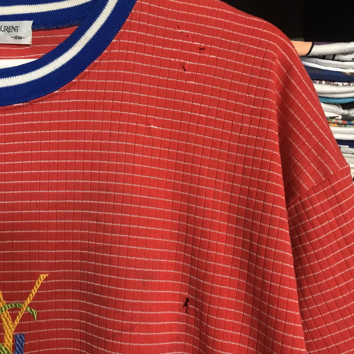 Vintage × Yves Saint Laurent Vintage Yves Saint Laurent Rainbow Logo Tshirt Size US L / EU 52-54 / 3 - 4 Thumbnail