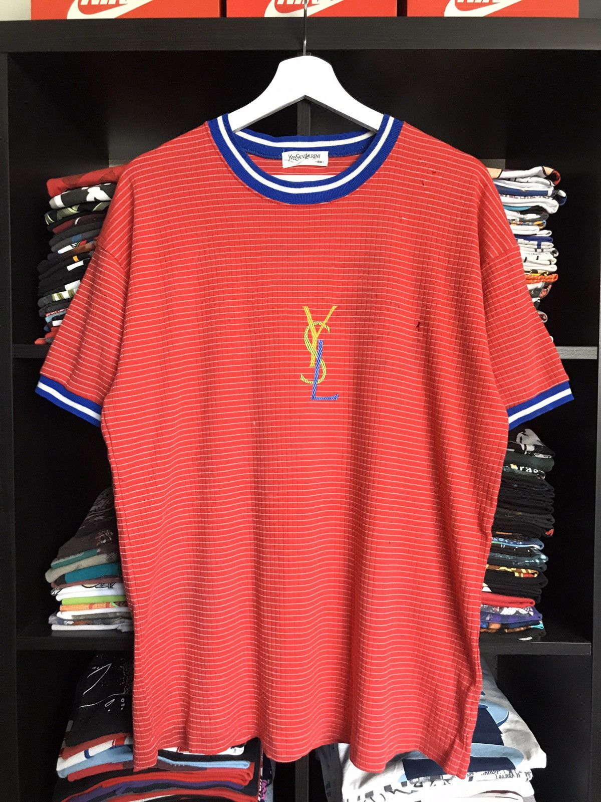 Vintage × Yves Saint Laurent Vintage Yves Saint Laurent Rainbow Logo Tshirt Size US L / EU 52-54 / 3 - 1 Thumbnail