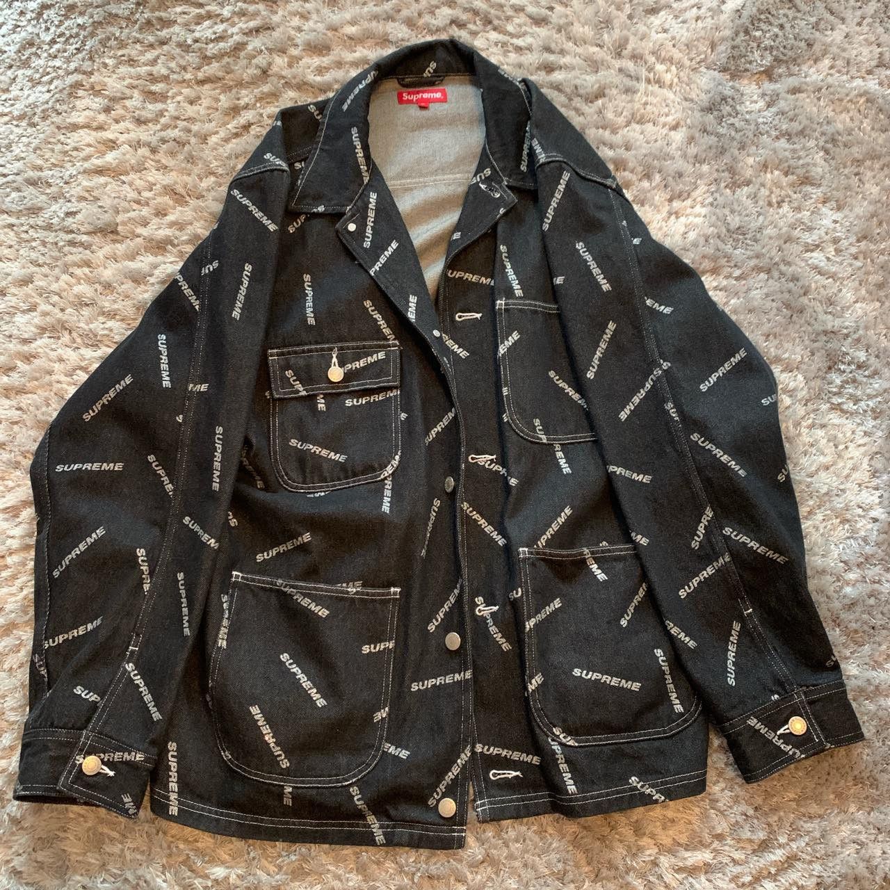 Supreme denim logo chore coat online