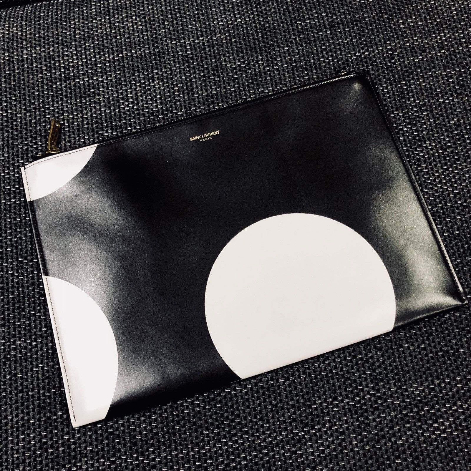 Saint Laurent Paris Saint Laurent Large Polka Dot Smooth Leather Pouch Size ONE SIZE - 1 Thumbnail