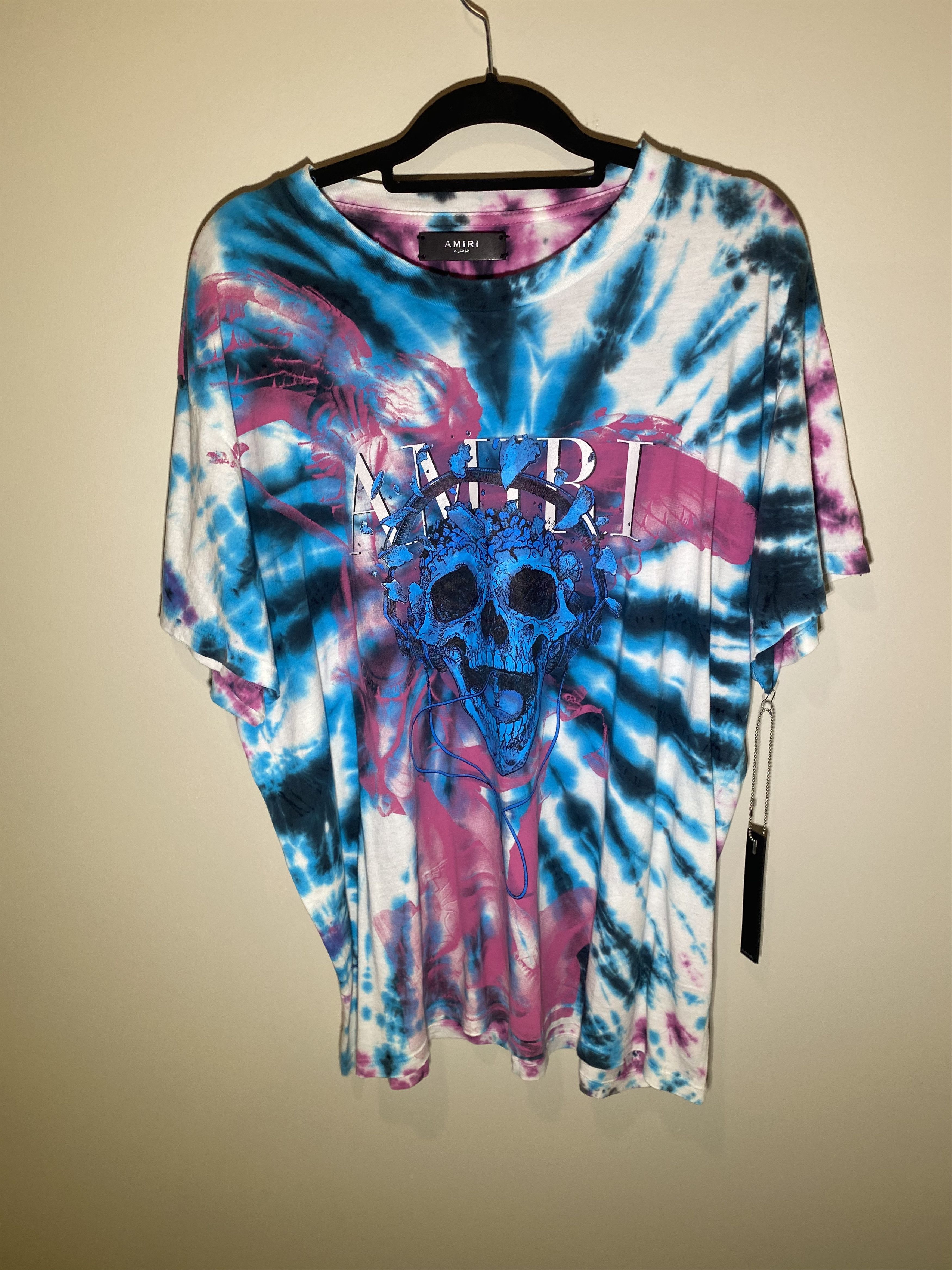 amiri tie dye skull t shirt