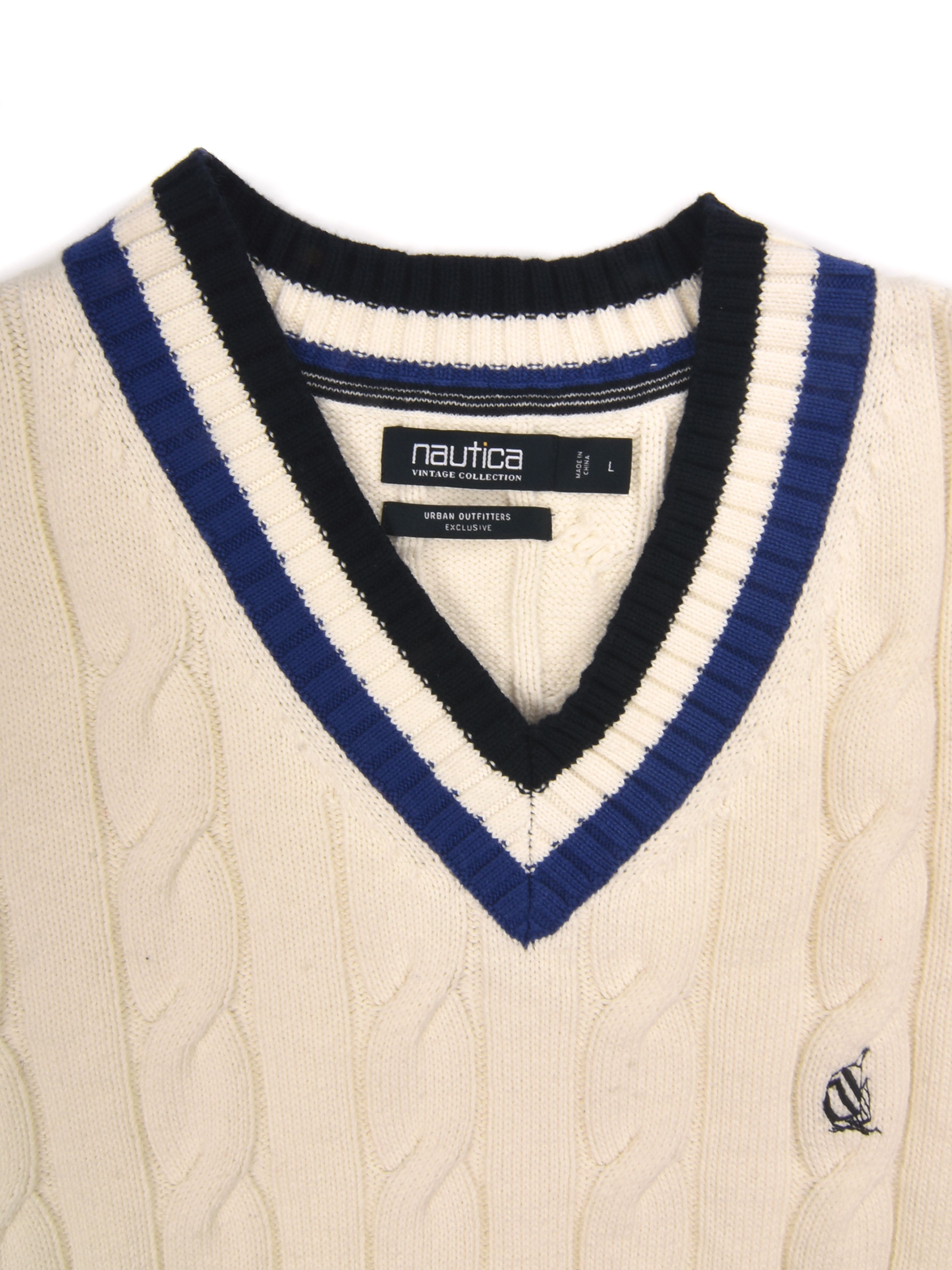 Nautica Woven V-Neck Sweater Size US L / EU 52-54 / 3 - 2 Thumbnail