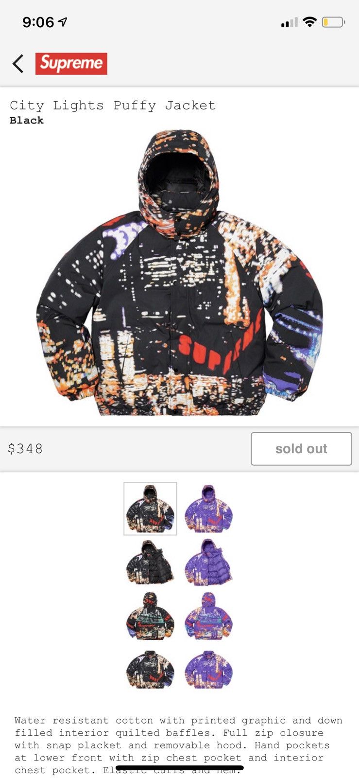 Supreme Supreme city lights puffy jacket black XL deadstock | Grailed