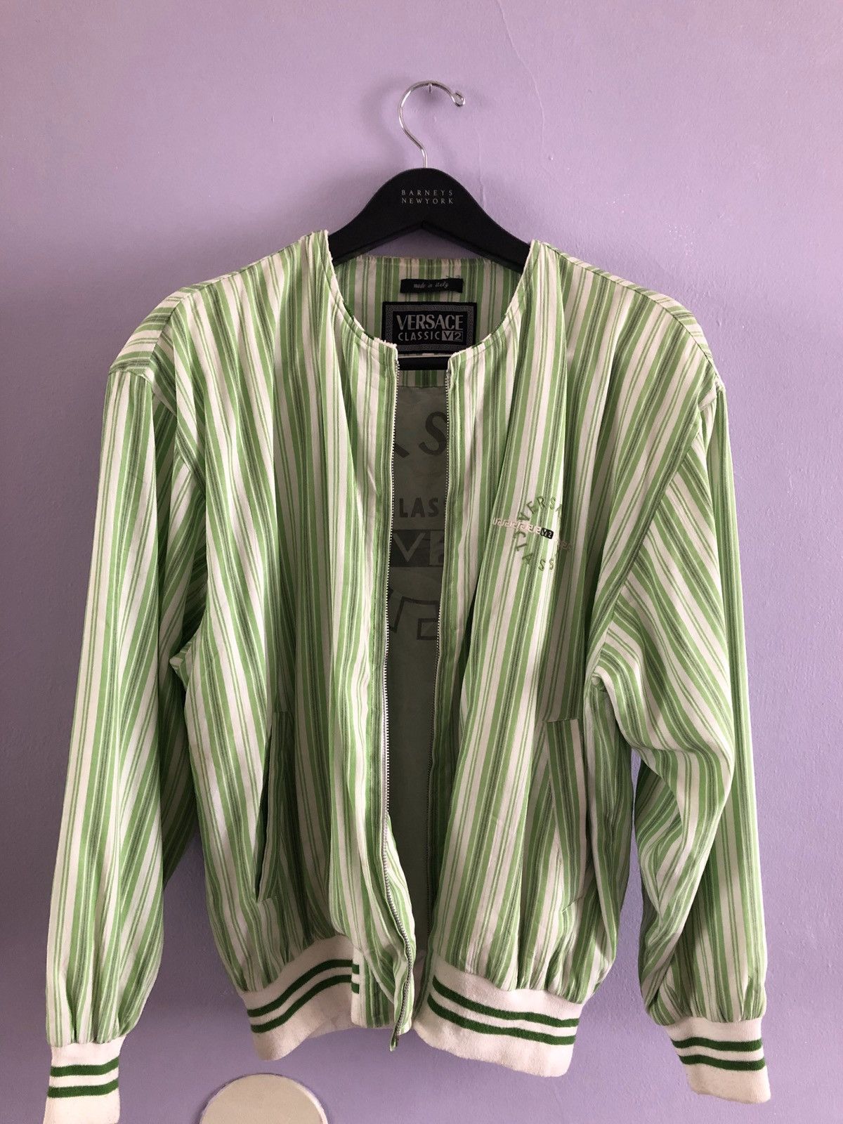 Versace Vintage Pinstriped Windbreaker Size US L / EU 52-54 / 3 - 1 Thumbnail