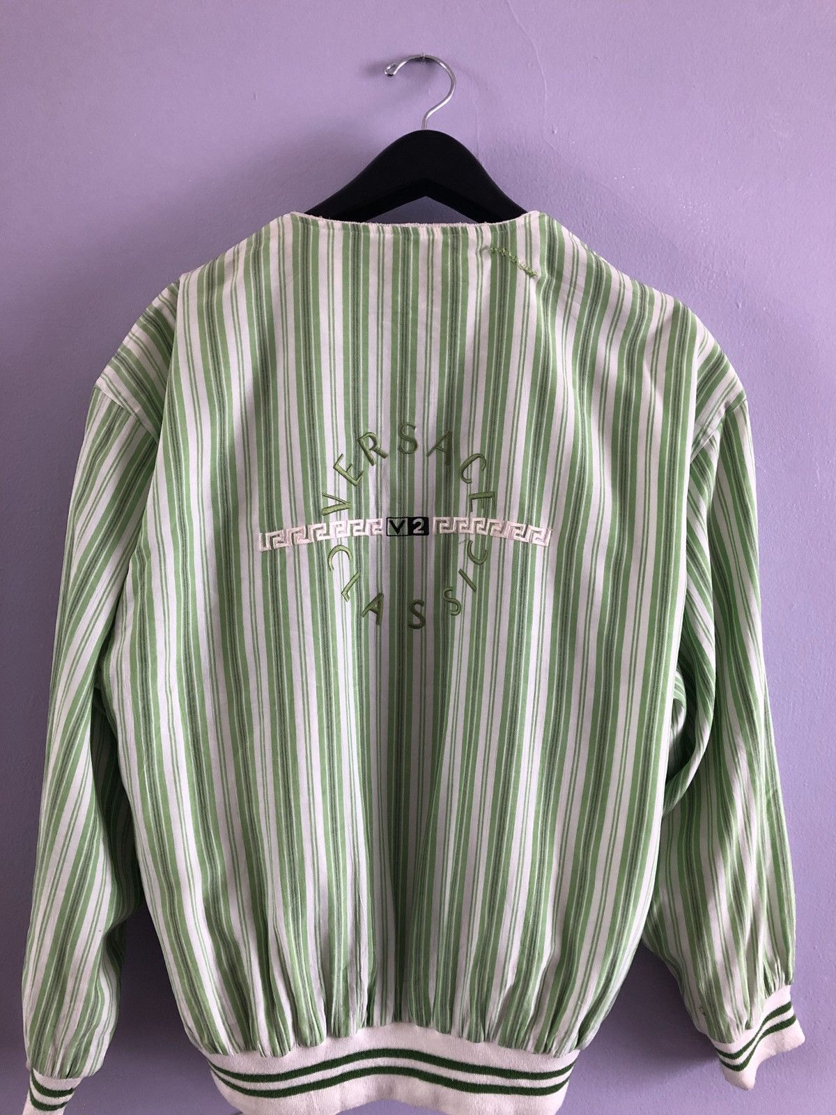 Versace Vintage Pinstriped Windbreaker Size US L / EU 52-54 / 3 - 3 Thumbnail