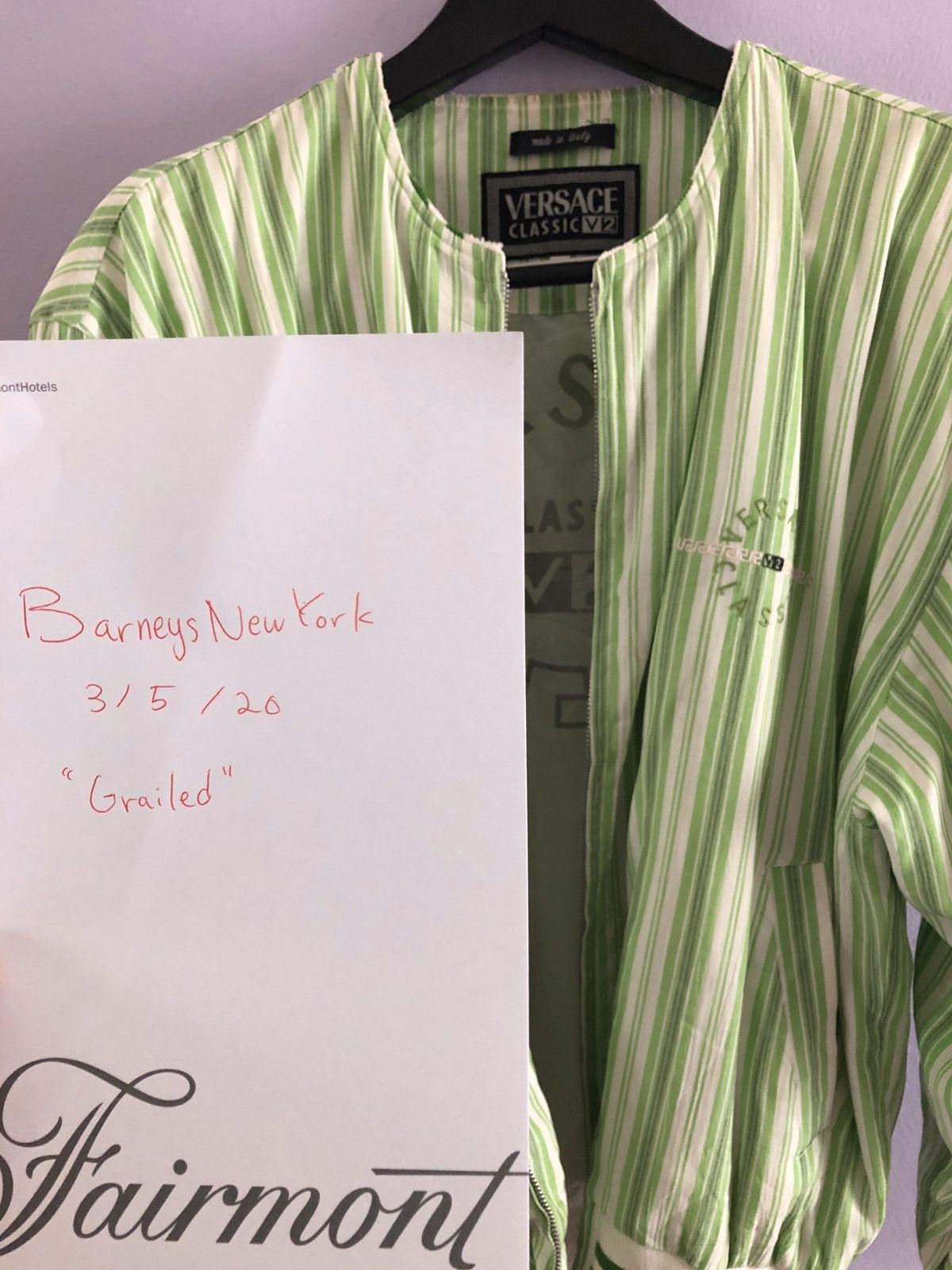 Versace Vintage Pinstriped Windbreaker Size US L / EU 52-54 / 3 - 2 Thumbnail