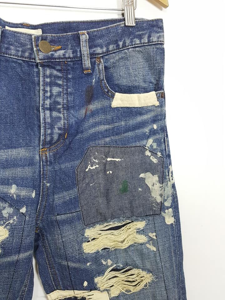 Japanese Brand Japan Sashiko Boro Reconstructed Patchwork Painter Jean Size US 33 - 4 Thumbnail
