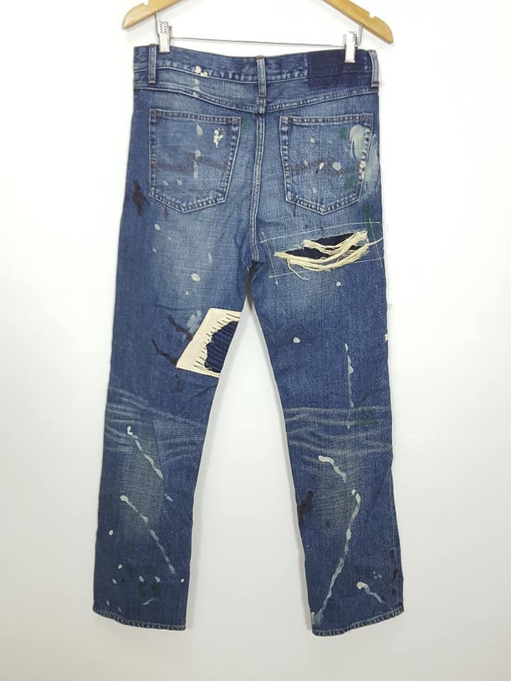 Japanese Brand Japan Sashiko Boro Reconstructed Patchwork Painter Jean Size US 33 - 2 Thumbnail