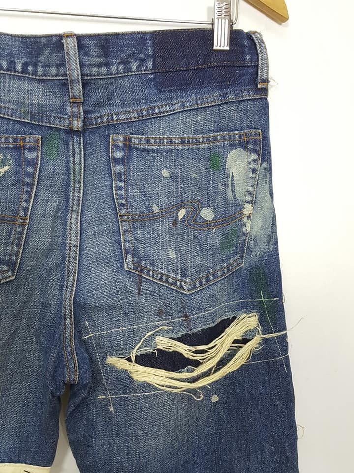 Japanese Brand Japan Sashiko Boro Reconstructed Patchwork Painter Jean Size US 33 - 8 Thumbnail