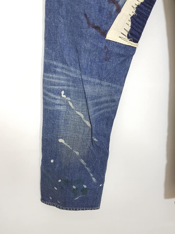 Japanese Brand Japan Sashiko Boro Reconstructed Patchwork Painter Jean Size US 33 - 15 Thumbnail