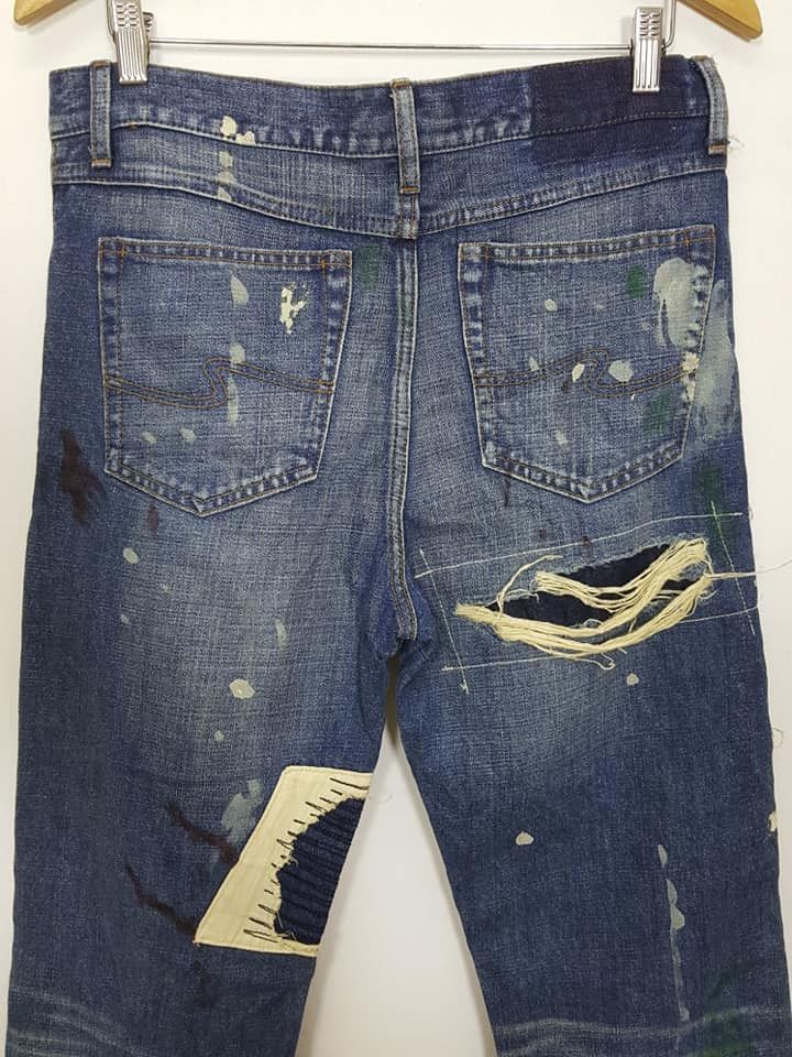 Japanese Brand Japan Sashiko Boro Reconstructed Patchwork Painter Jean Size US 33 - 5 Thumbnail