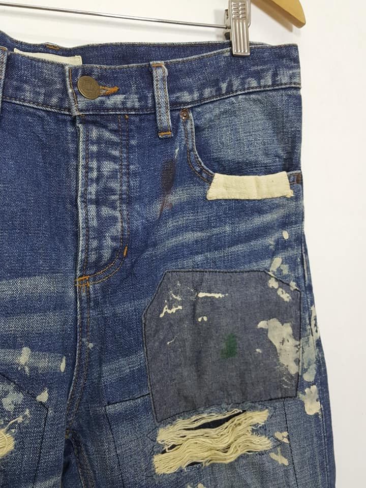 Japanese Brand Japan Sashiko Boro Reconstructed Patchwork Painter Jean Size US 33 - 9 Thumbnail