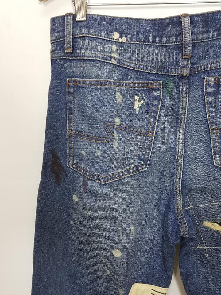 Japanese Brand Japan Sashiko Boro Reconstructed Patchwork Painter Jean Size US 33 - 7 Thumbnail
