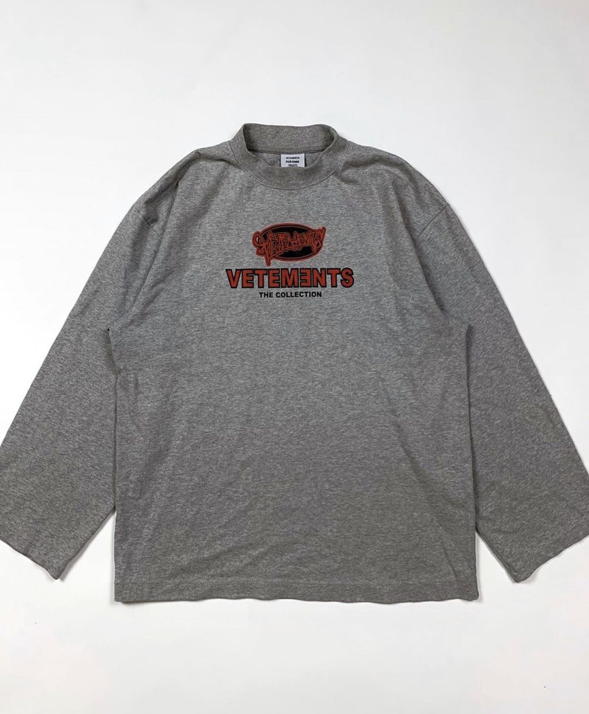 image of Vetements Long Sleeve Hoodie Sweatshirt Big Logo in Grey, Men's (Size Small)
