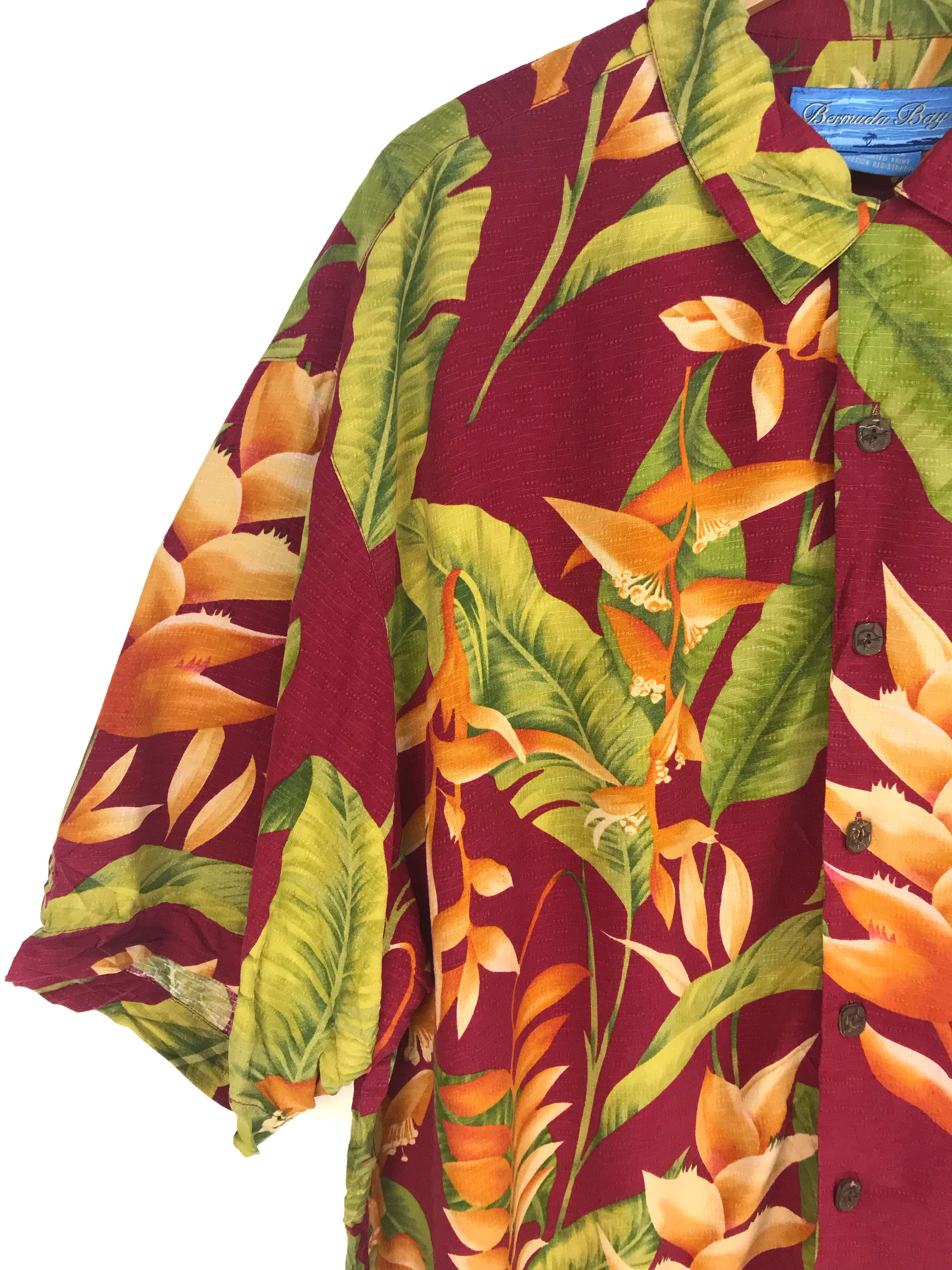 Vintage Vintage Bermuda Bay Flowers Florals Hawaiian Shirt Size US L / EU 52-54 / 3 - 2 Thumbnail