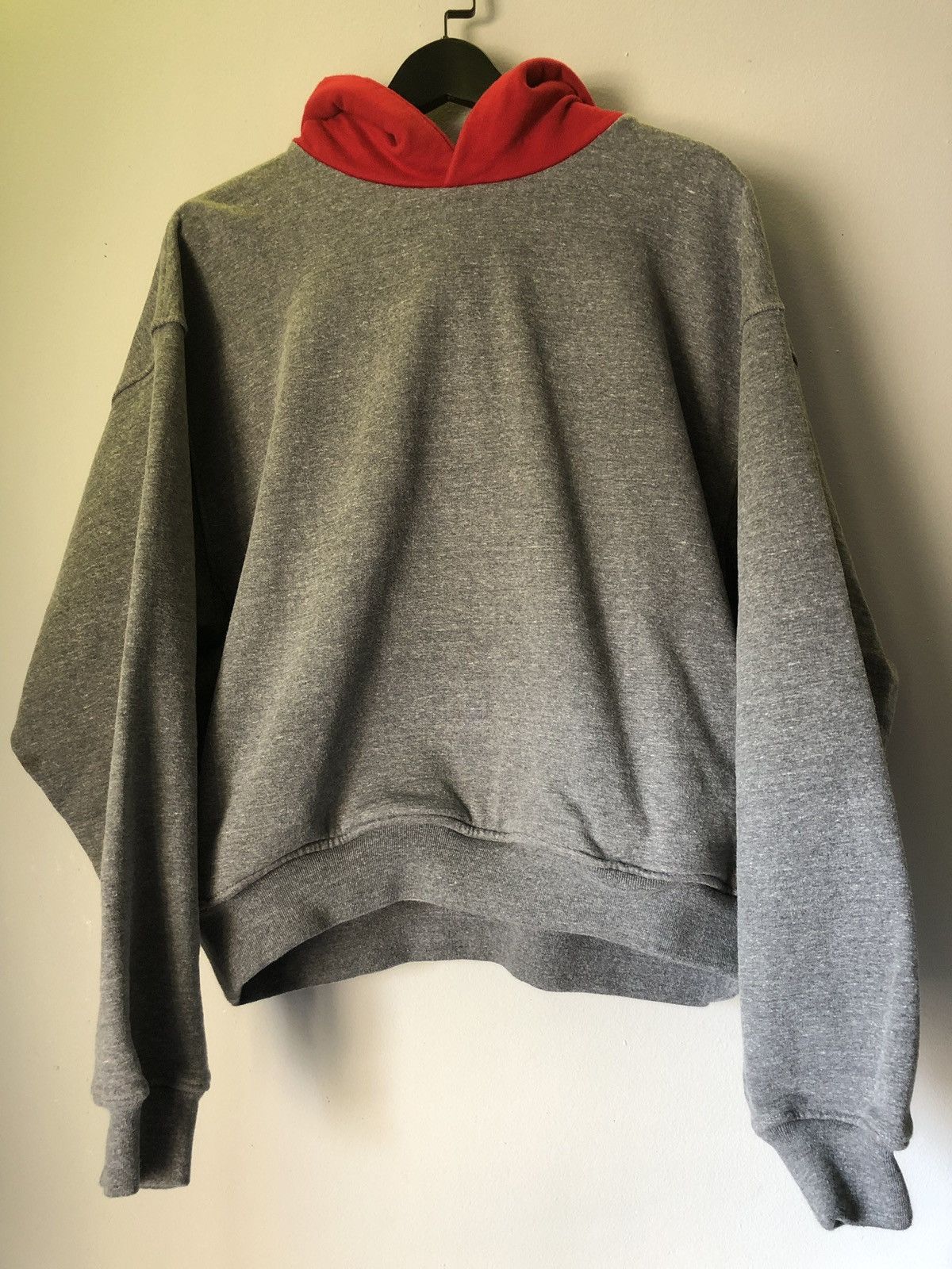 image of Fear Of God Red Contrast Hoodie in Grey, Men's (Size XS)