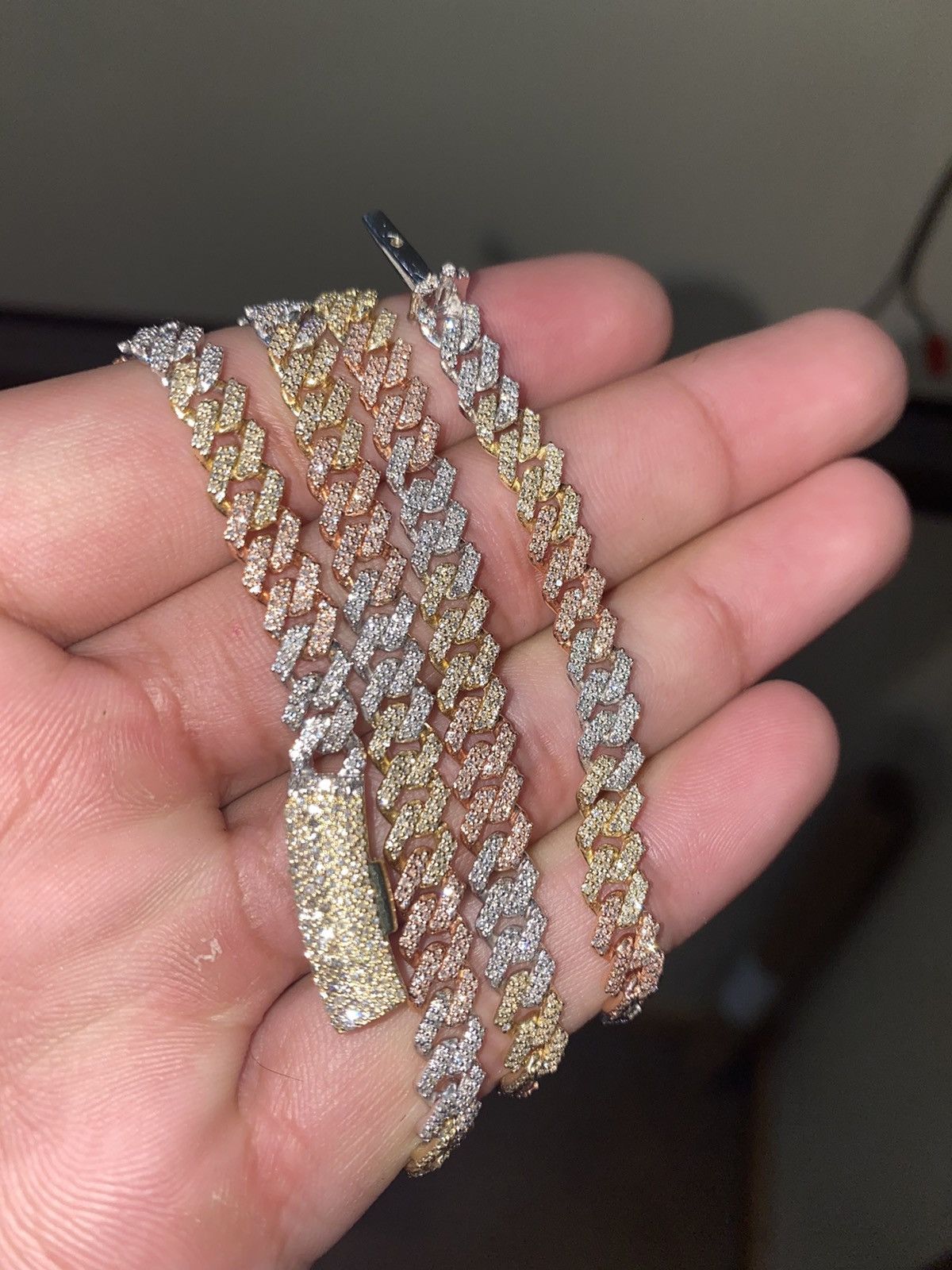 10k Solid Gold Cuban link chain solid gold and diamonds Size ONE SIZE - 7 Preview