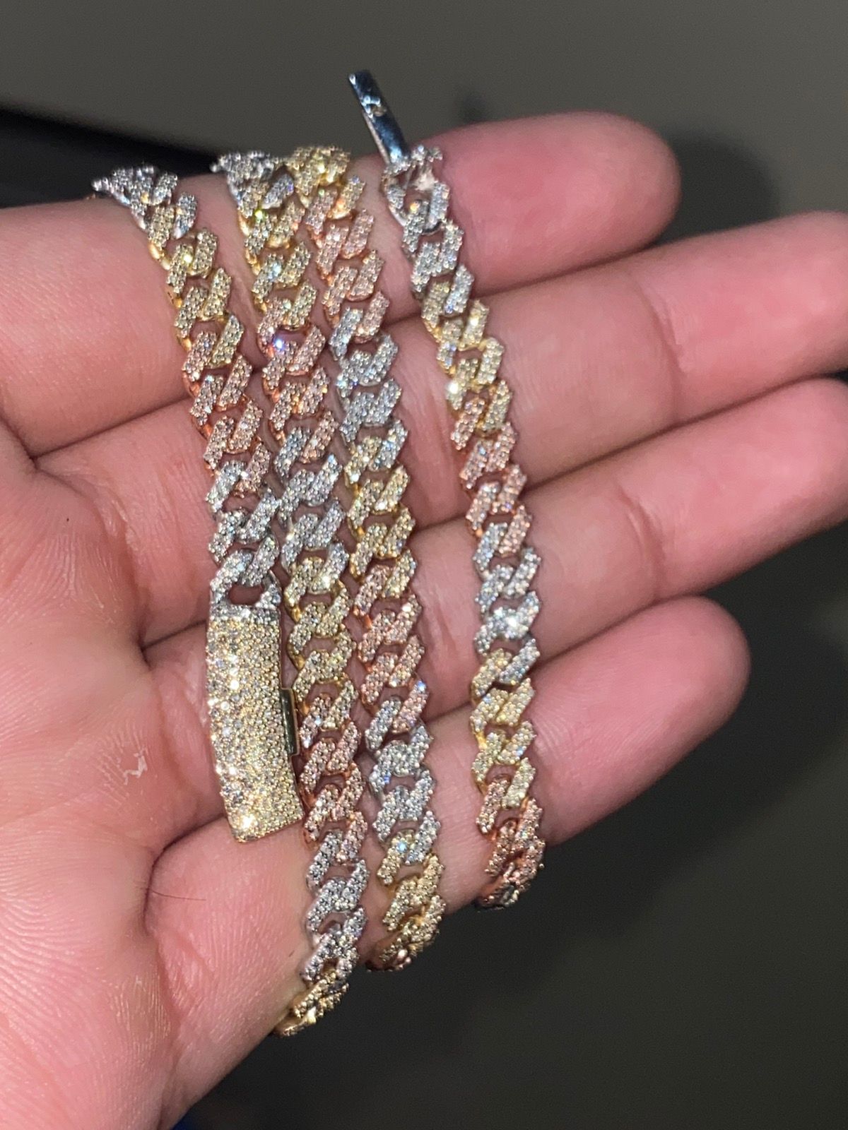 10k Solid Gold Cuban link chain solid gold and diamonds Size ONE SIZE - 1 Preview