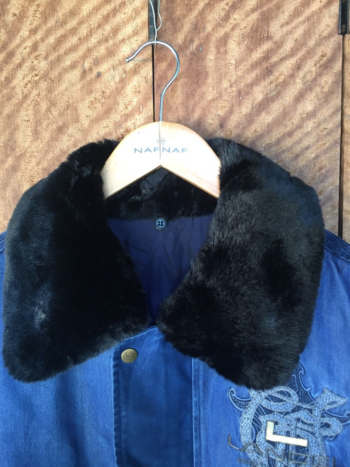 Lancel Lancel cudroy and denim bomber fur neck jacket Size US L / EU 52-54 / 3 - 7 Thumbnail